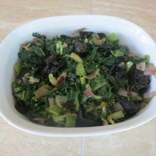 Picture above are Asian Bok Choy greens with black mushrooma