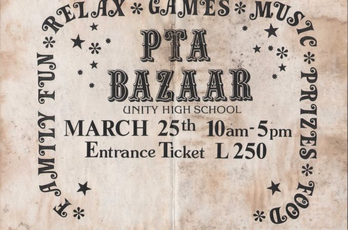 Unity High School PTA Bazaar Poster 1994 - Taste of South Sudan